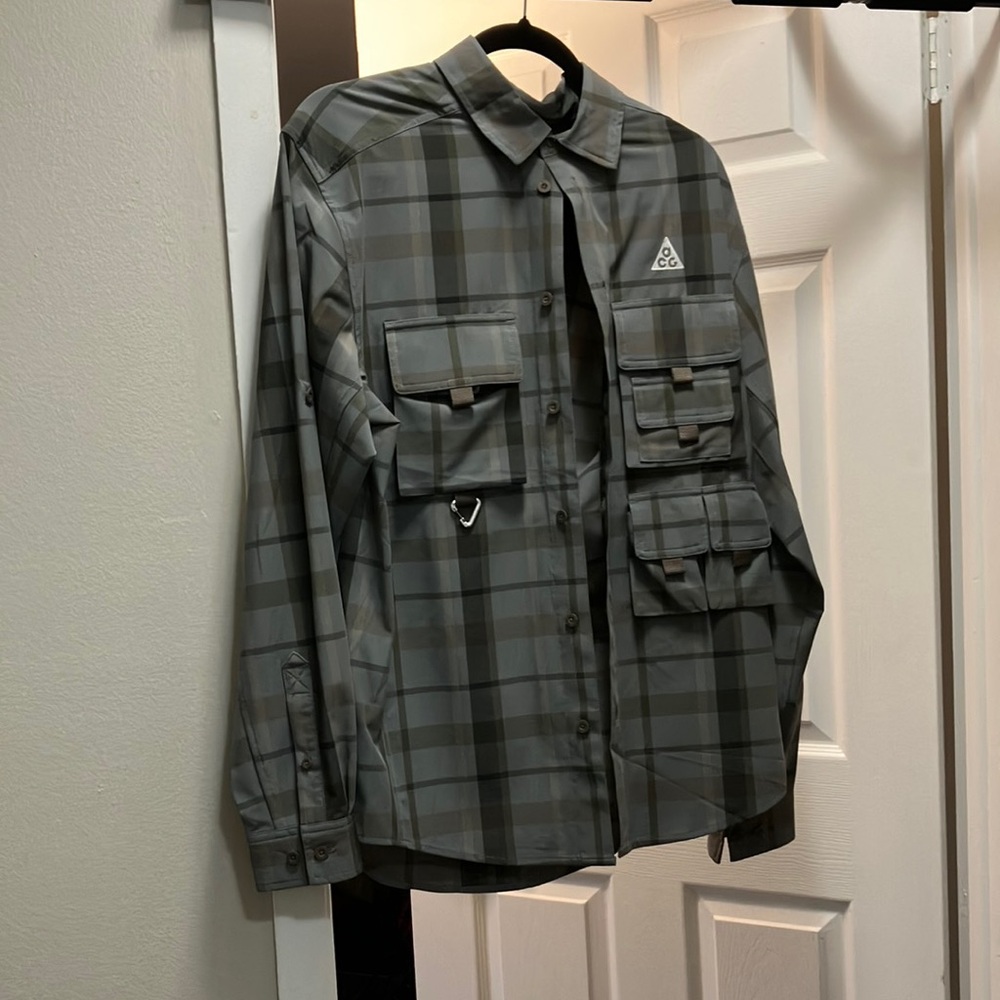 Gray Lightweight Plaid Shirt Jacket